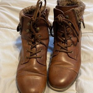 Brown combat boots